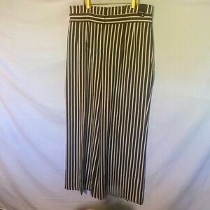 NY and Company Wide Leg Pants Striped‎ Stretch Womens Size 18 Olive Green White